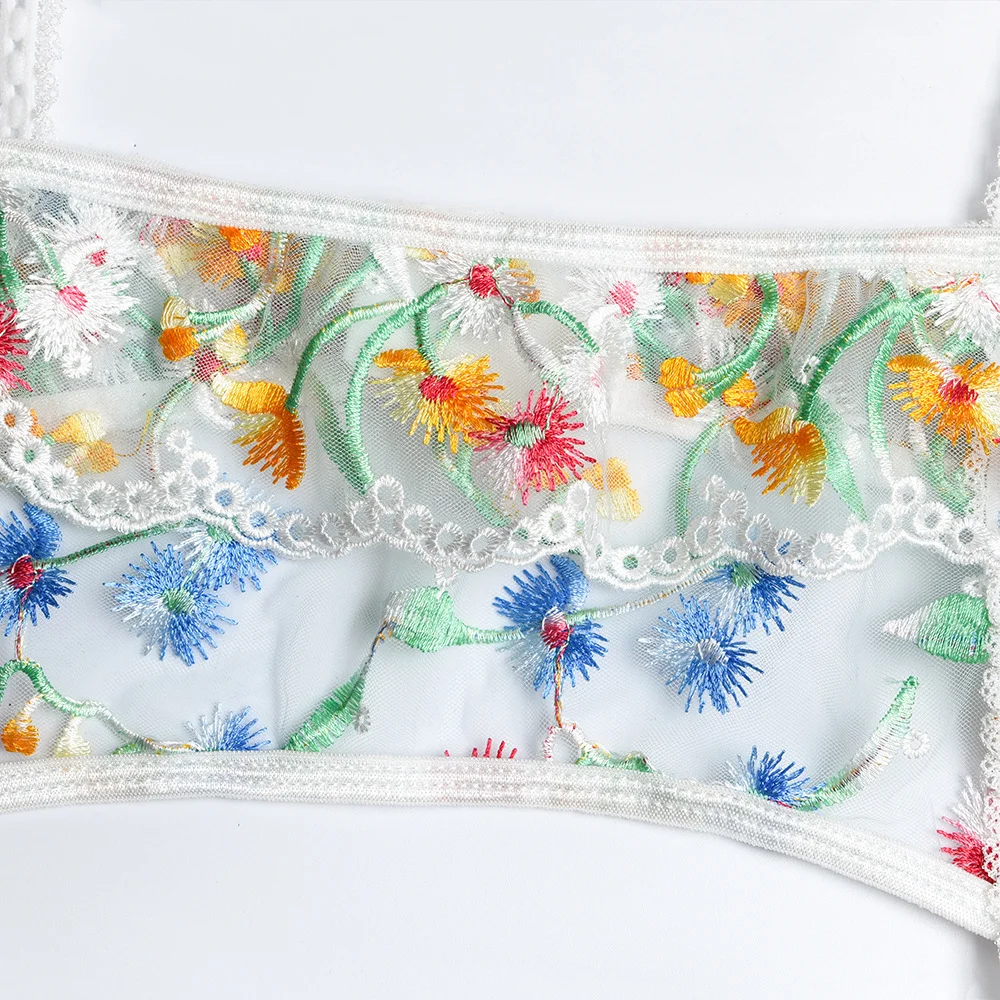 Billionm Floral Lingerie Women Sexy Bra Underwire and Panties Lengerie See Through Embroider Flower Underwear Sex Porno Clothing Intimate