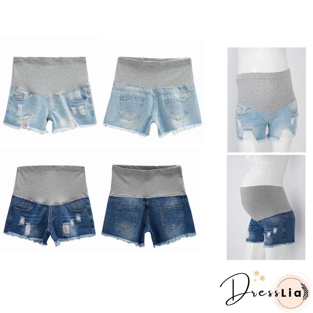 Summer Maternity Pants For Pregnant Women Clothes Denim Abdominal Elastic Waist Pregnancy Shorts