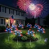 8Pcs American Flag Solar Stake Lights Weatherproof Garden Decorative Pole Flag Light Impact  Welcome Powered Outdoor Gardening Light for Outdoor Gardening Patio Yard