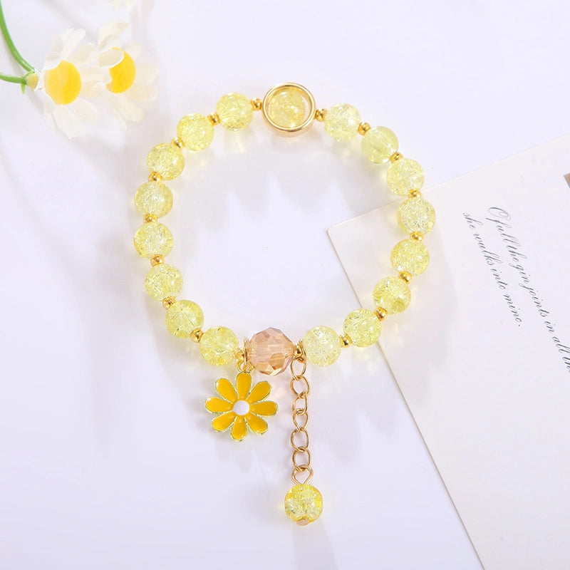 Flower Bracelet Handmade Design Popcorn Crystal Bracelet Korean Girl’s Personality Best Friend Couple’s Bracelet Daisy