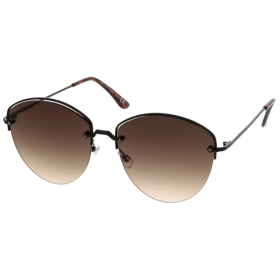 Modern Metal Nose Bridge Flat Lens Semi-Rimless glasses 60mm