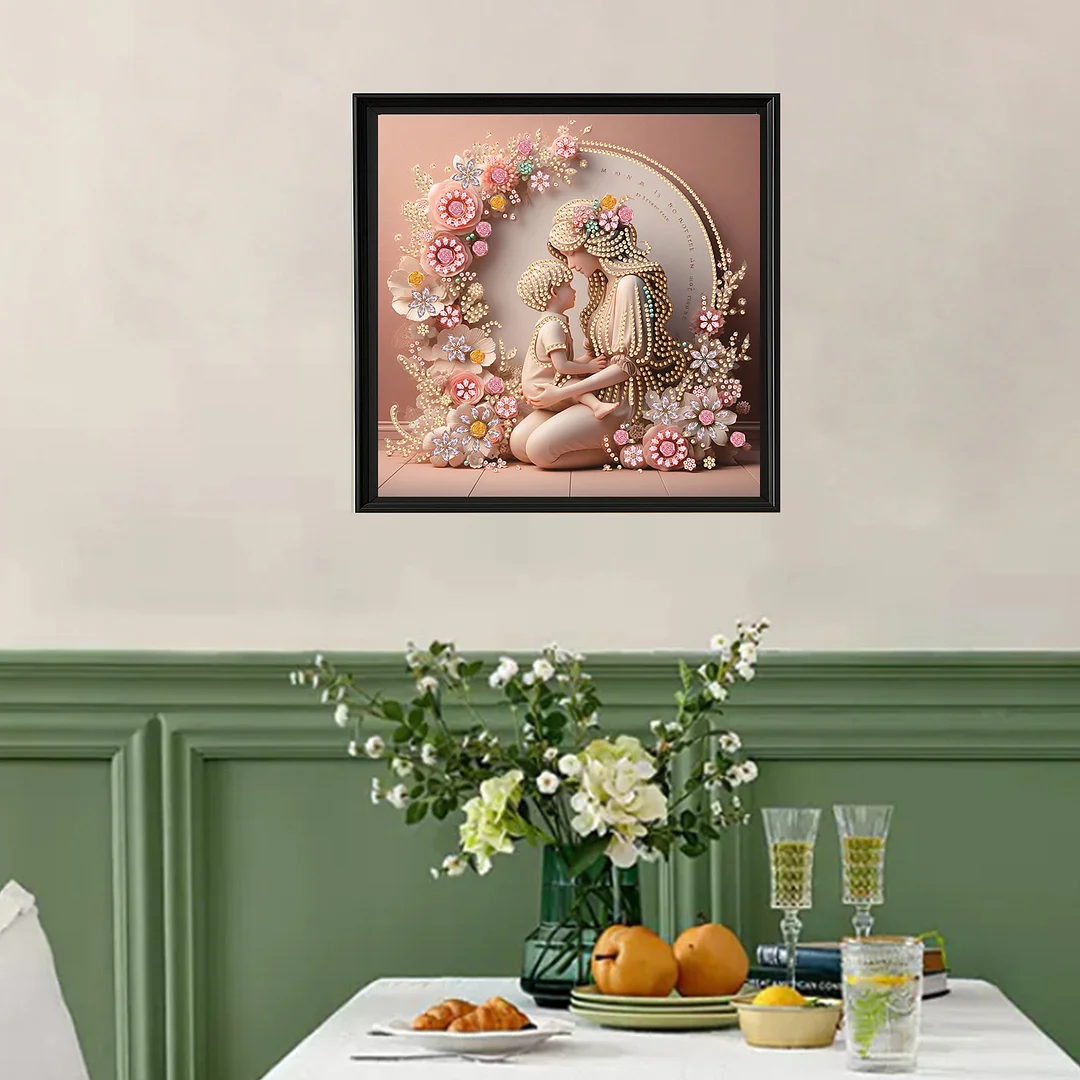 Diamond Painting - Partial Special Shaped Drill - Mother Son Warmth(Canvas|30x30cm)