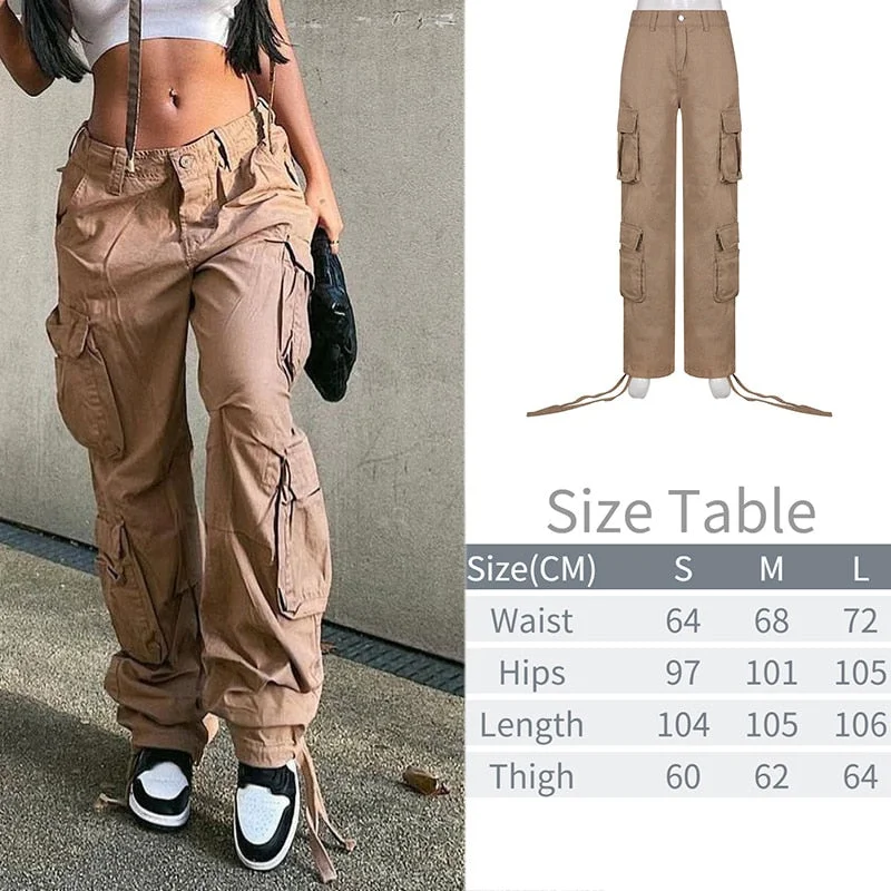 UForever21 Y2K Pockets Cargo Pants Women Oversize Baggy Pants Streetwear Harajuku Vintage Casual Loose Sweatpants Wide Leg Denim Trousers