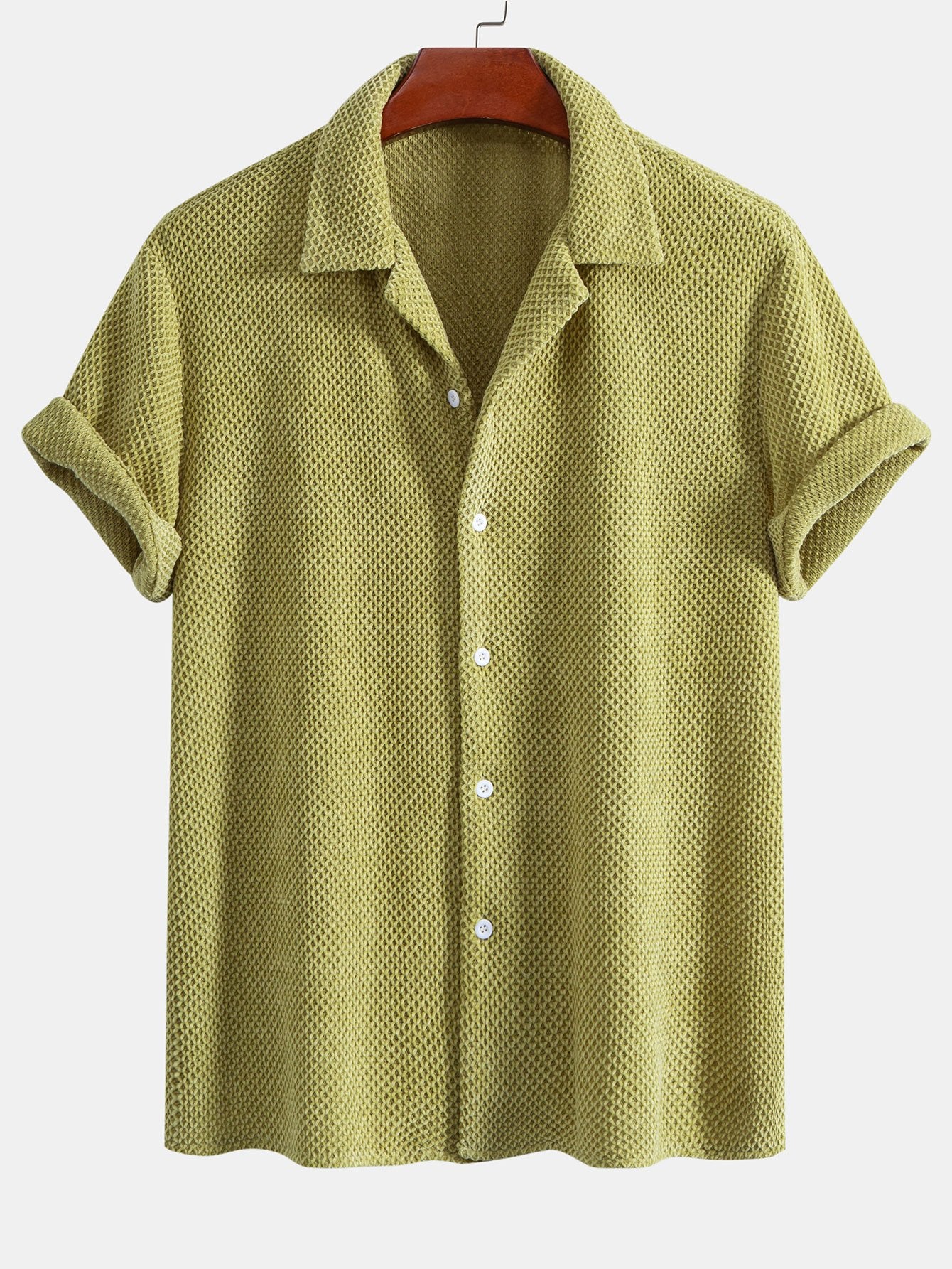 Knitted Waffle Textured Cuban Shirt