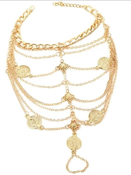 Delysia King Women Metal Coin Multilayer Tassel Anklet Trend Summer Beach Ankle Chain