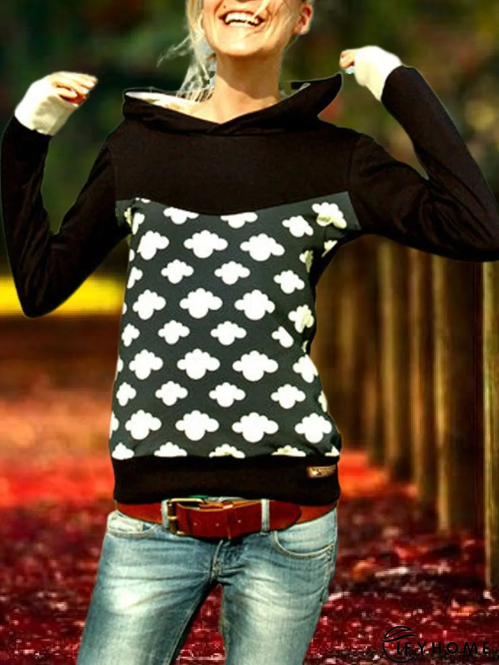Printed Casual Cotton-Blend Hoodie Sweatshirt | IFYHOME