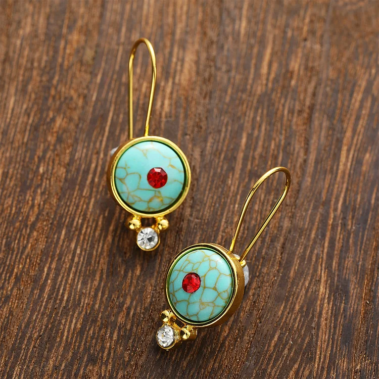 Vintage Round Turquoise Pendant Earrings