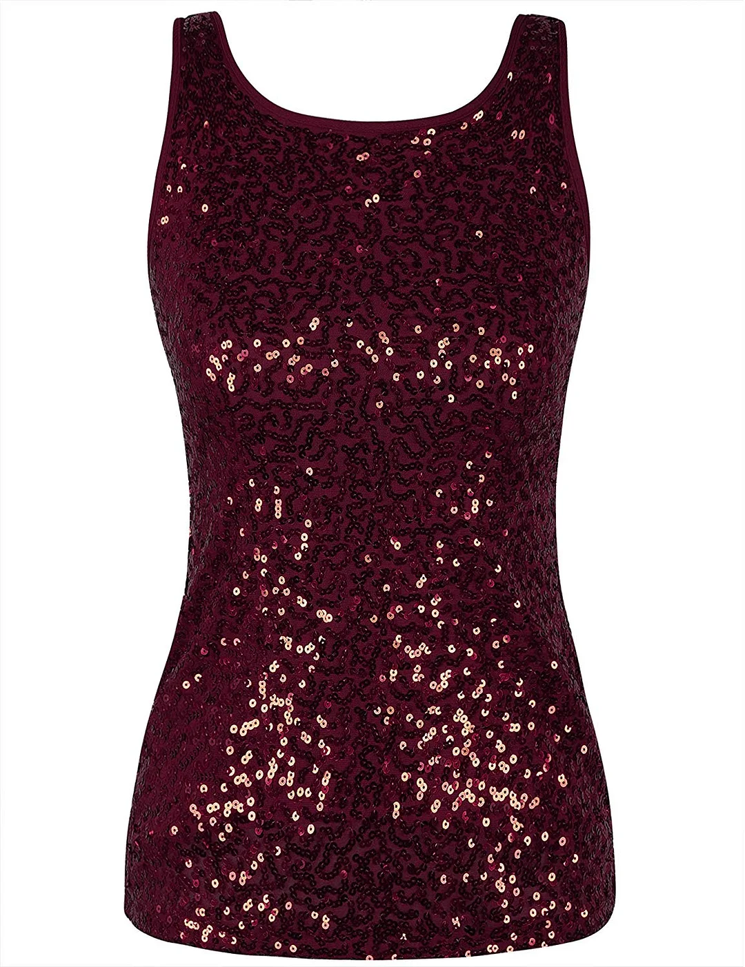 Women's Full Sequin Tank Top Sleeveless Sparkle Shimmer Vest Tops Clubwear