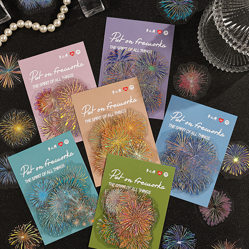PET 스티커 - 불꽃놀이 시리즈 빈티지 불꽃놀이 소재 조경에 붙이기