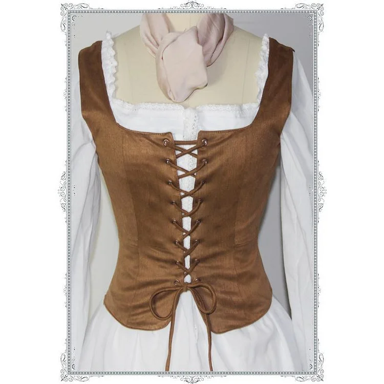 Queenfunky cottagecore style Handmade Vintage Suede Lace Up Corset Vest QueenFunky