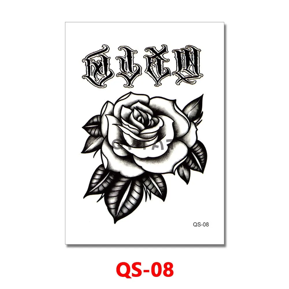 Waterproof Temporary Tattoo Femme Sticker Folower Rose Letter Fake Tatto Hand Back Tatoo Stickers Women Men Body Art Ogreish