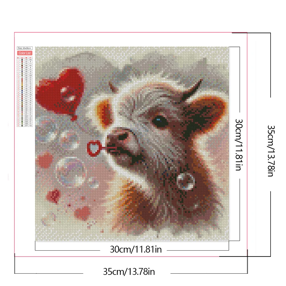 Diamond Painting - Full Square Drill - Valentine's Day Cow(Canvas|35*35cm)
