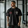 God's Gym Wolf Graphics Washed Cotton Gym T-shirt by Inlyline