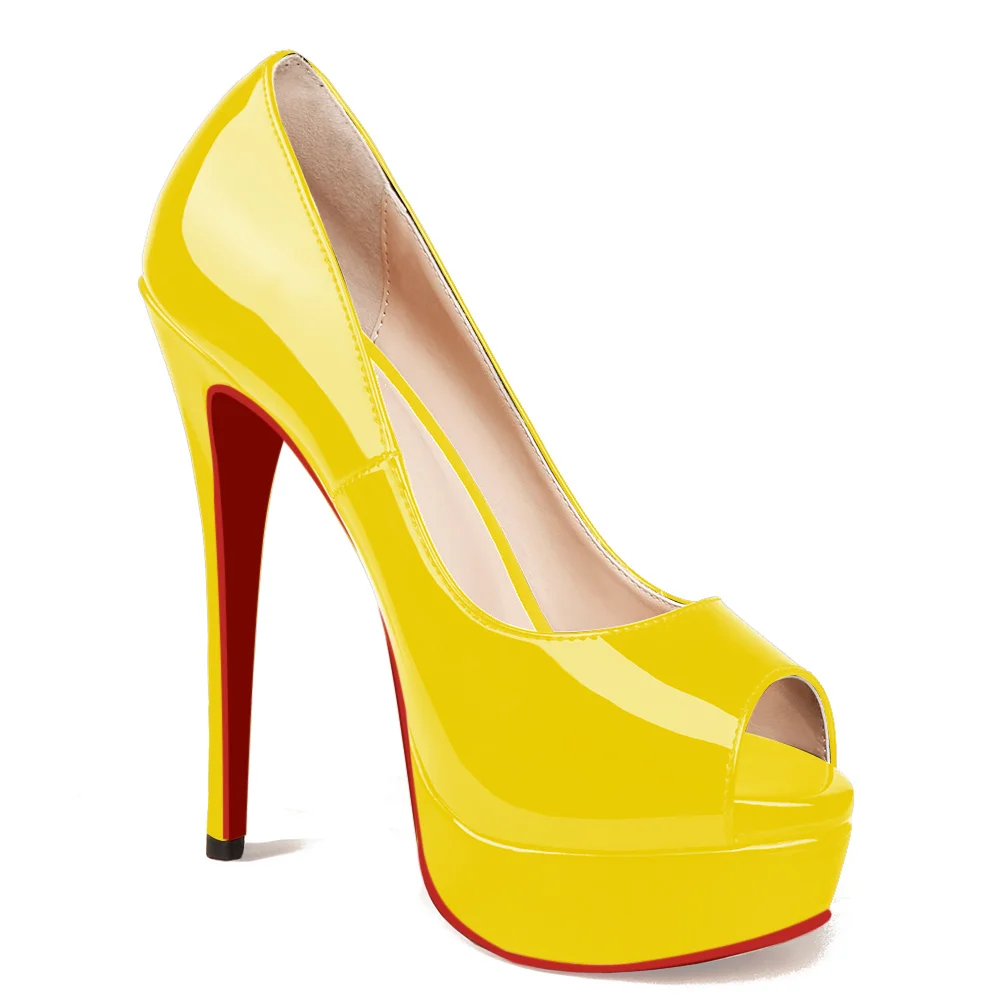 150mm Red Bottom Sky High Platform Pumps Women High Heels-MERUMOTE