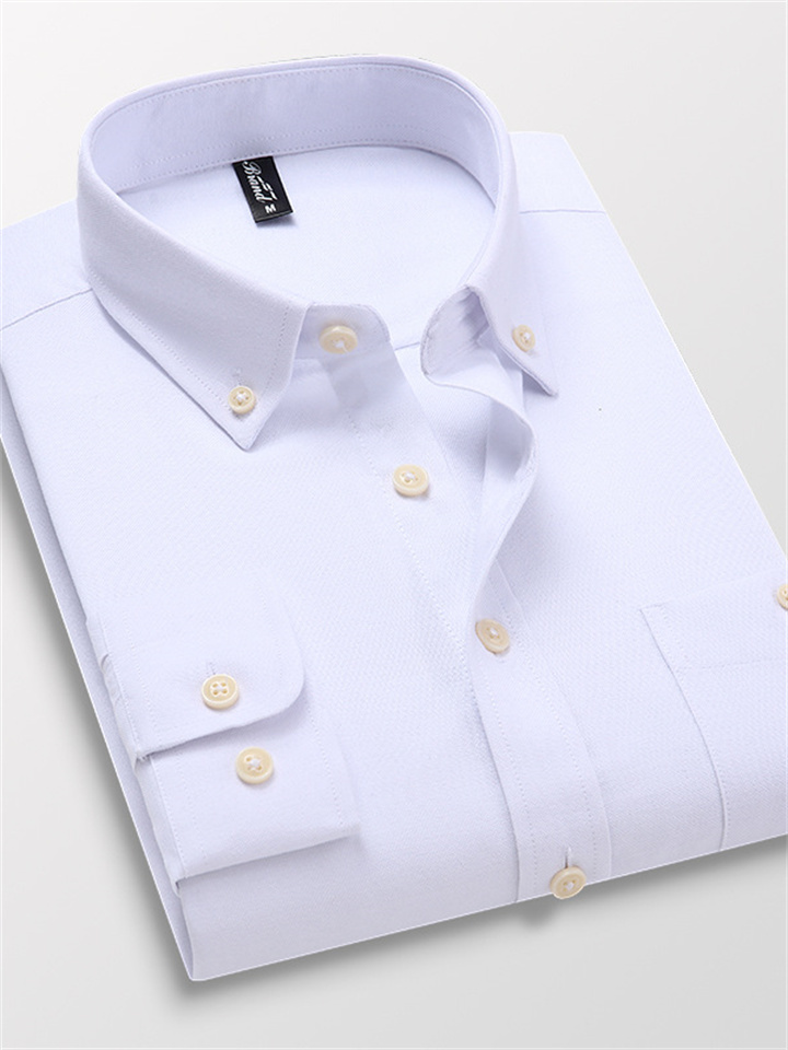 Men's Dress Shirt Button Down Shirt Collared Shirt Light Pink White Royal Blue Long Sleeve Plain Spring & Fall Wedding Work Clothing Apparel