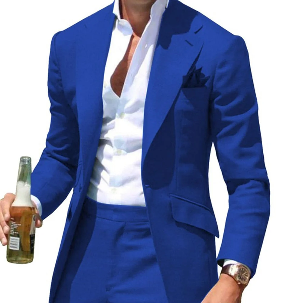Inongge Men Suits Slim Fit Peak Lapel Mens Blazers Jackets Pants 2 Piece Formal Causal Business Wedding Groom Wear Costume Homme