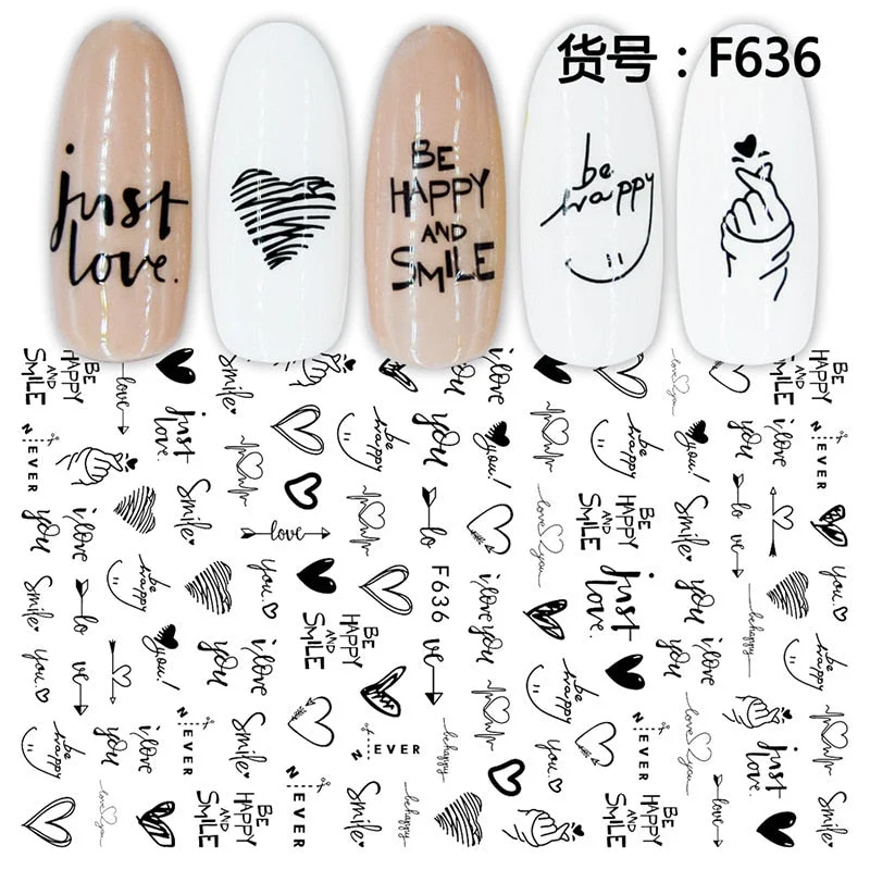 1pc 3D Nail Sticker Sexy Girls Leaves Letter Design Nail Art Decorations Cool Slider Manicure Accessories DIY Tips-Nail Inspo