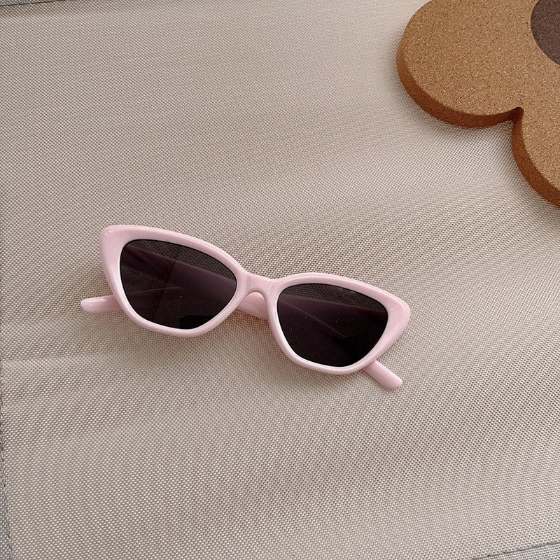 Minimalist Classic Style Solid Color Acrylic Cat Eye Full Frame Kids Sunglasses