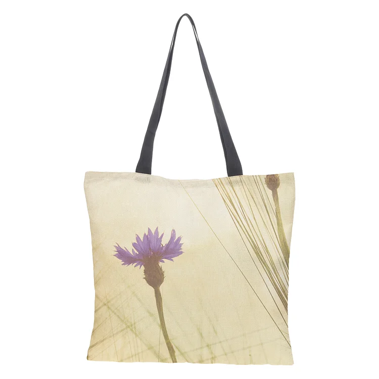 Linen Eco-friendly Tote Bag - Flower