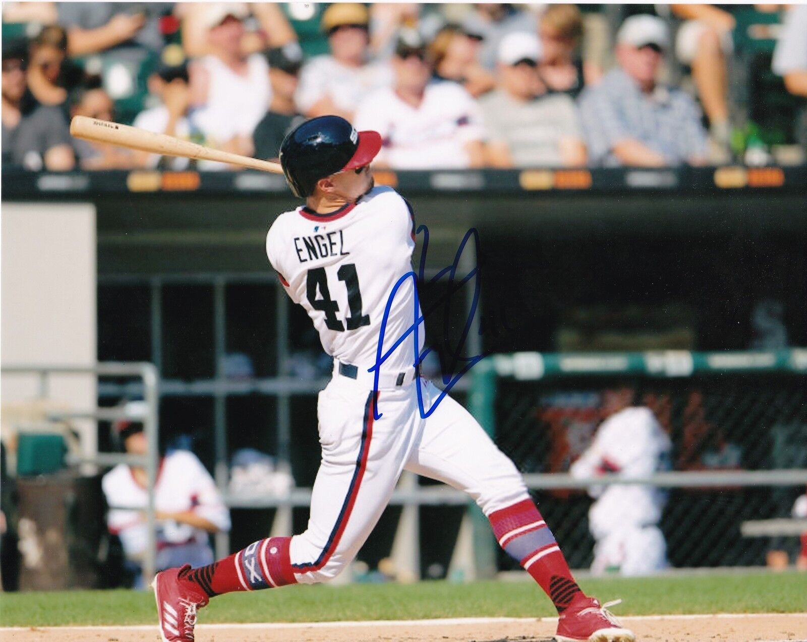 ADAM ENGEL CHICAGO WHITE SOX ACTION SIGNED 8x10