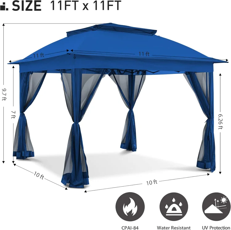 Joyside 11'x11' Pop Up Gazebo for Patio Gazebo Canopy Tent