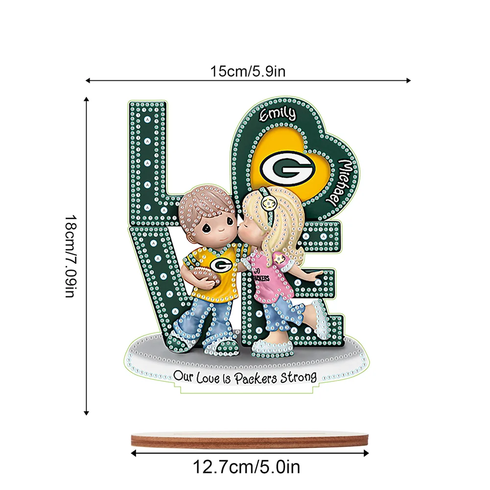 DIY LOVE Green Bay Packers Wooden Special Shape Diamond Painting Desktop Ornaments for Home Decor