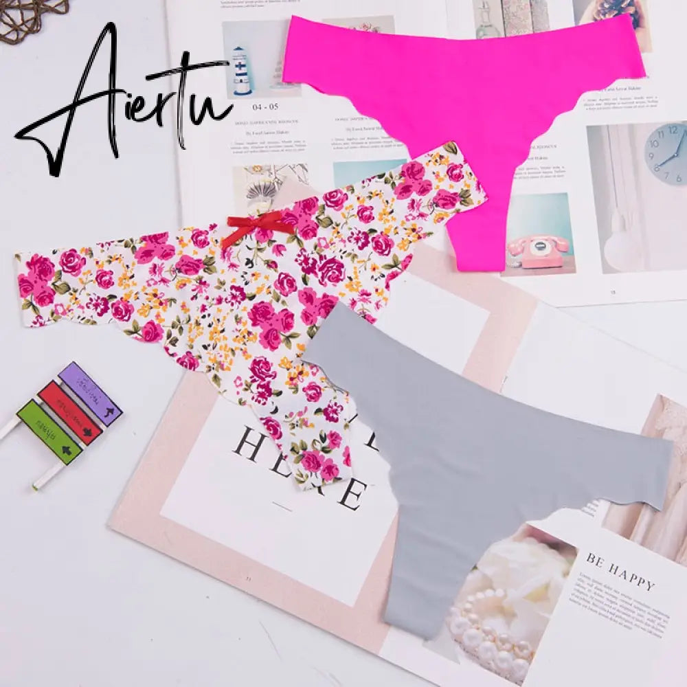 Aieru lady Lowest price cotton heart multi-color Sexy cozy comfortable  Briefs  thongs women Underwear Lingerie for women 3pcs Aiertu