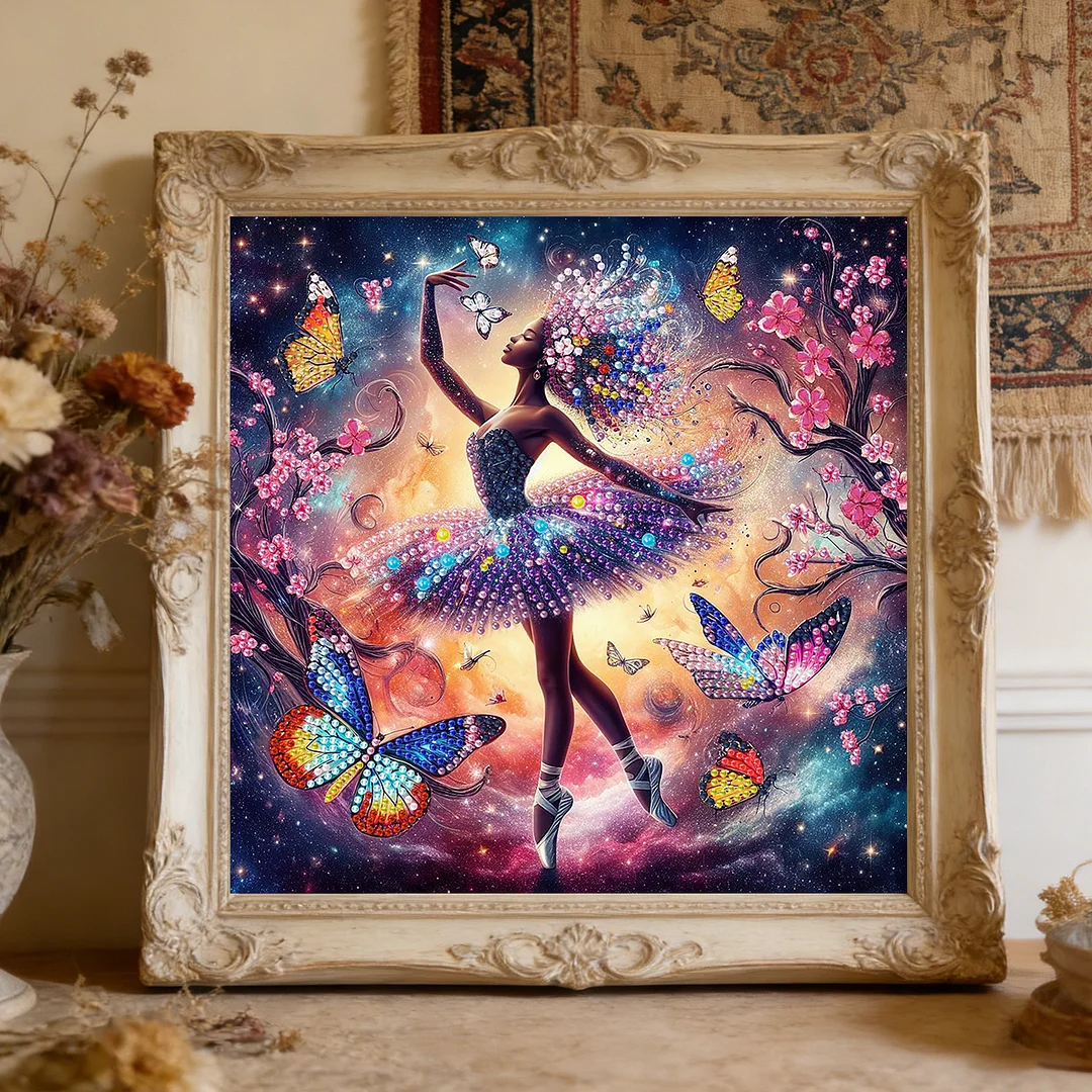 Diamond Painting - Partial Special Shaped Drill - Butterfly Dance Girl(Canvas|30x30cm)