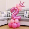10PCS Blue Pink Party 0 - 9 Numbers Aluminum Film Latex Balloons Birthday Anniversary Decors