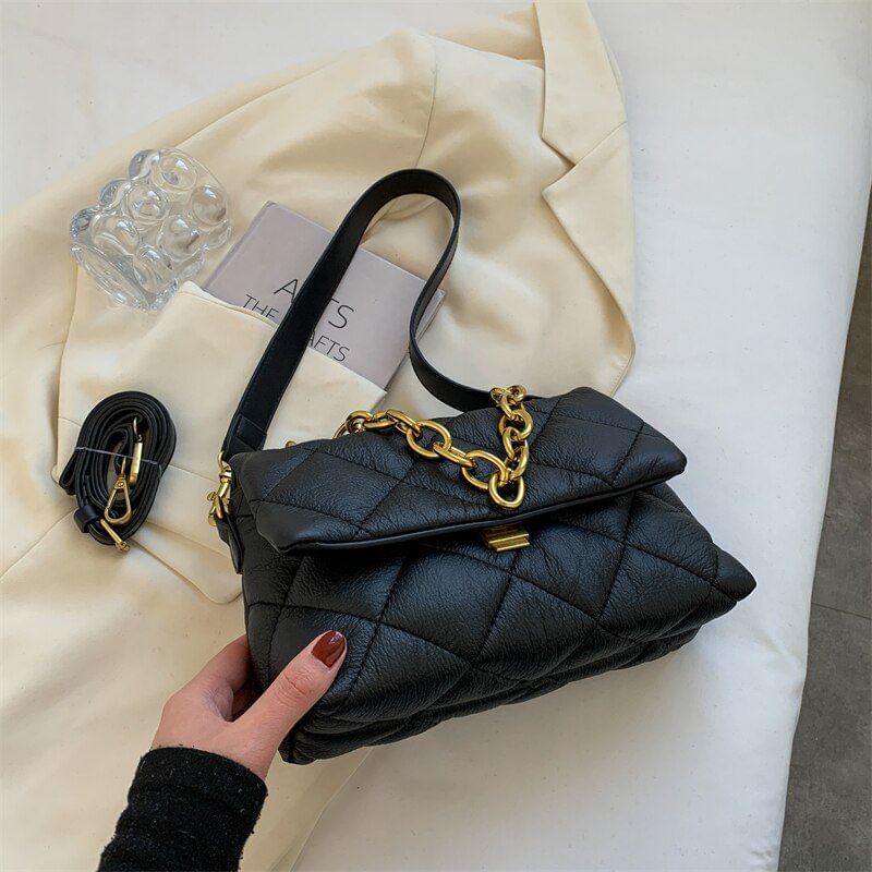 էѧӧܧ Trendy Quilted Small Shoulder Crossbody Bags for Women 2021Women's Winter Branded Trending Chain Handbags Purses
