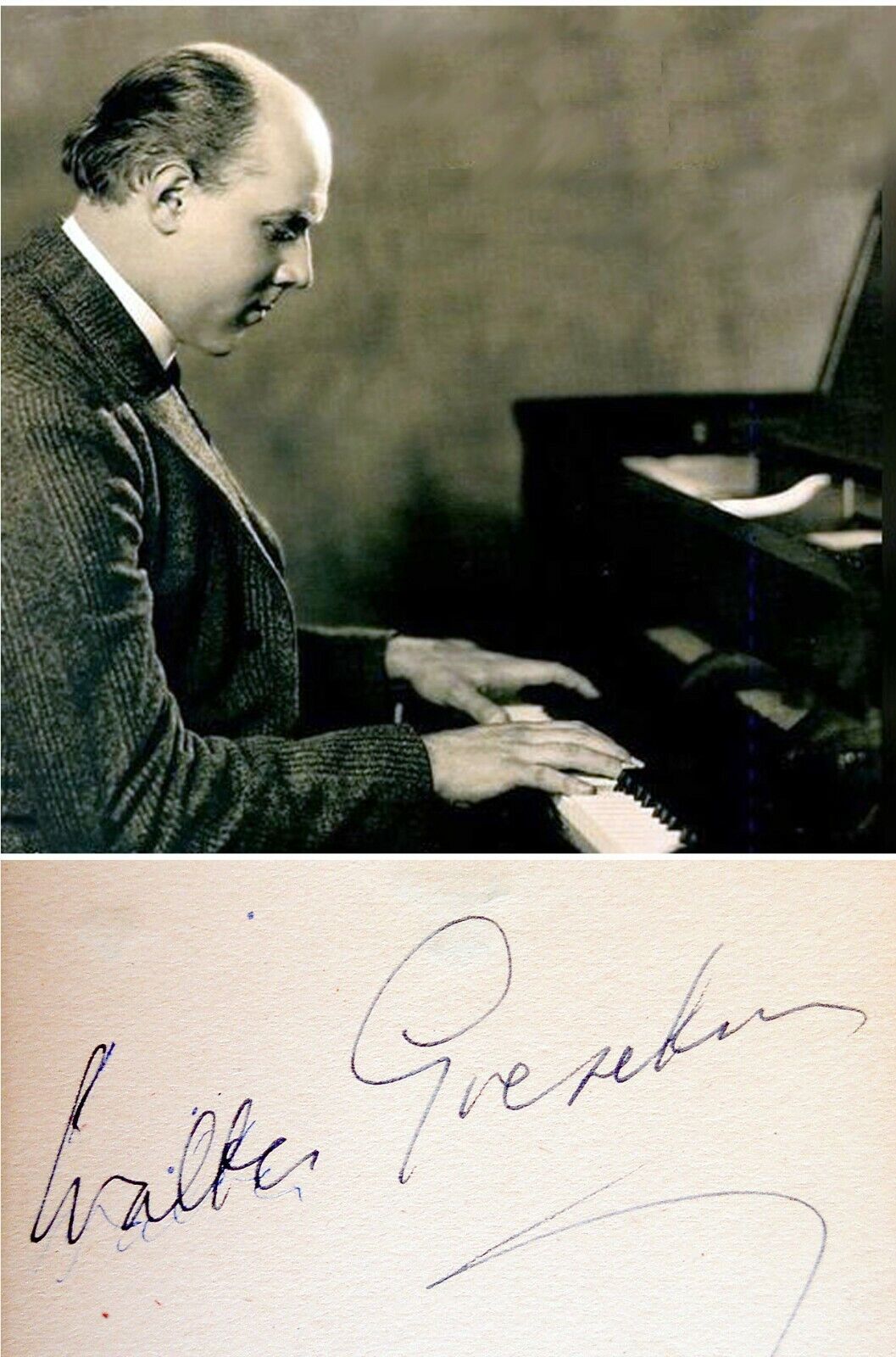 German PIANIST WALTER GIESEKING Signed AUTOGRAPH + Photo Poster painting + MAT Signature PIANO