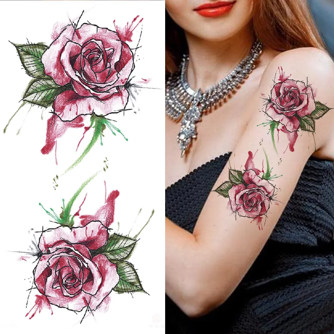 Sdrawing Pendant Temporary Tattoo For Women Men Butterfly Elephant Flower Fake Tattoo Waterproof Half Sleeve Thigh Tatoo Sticker