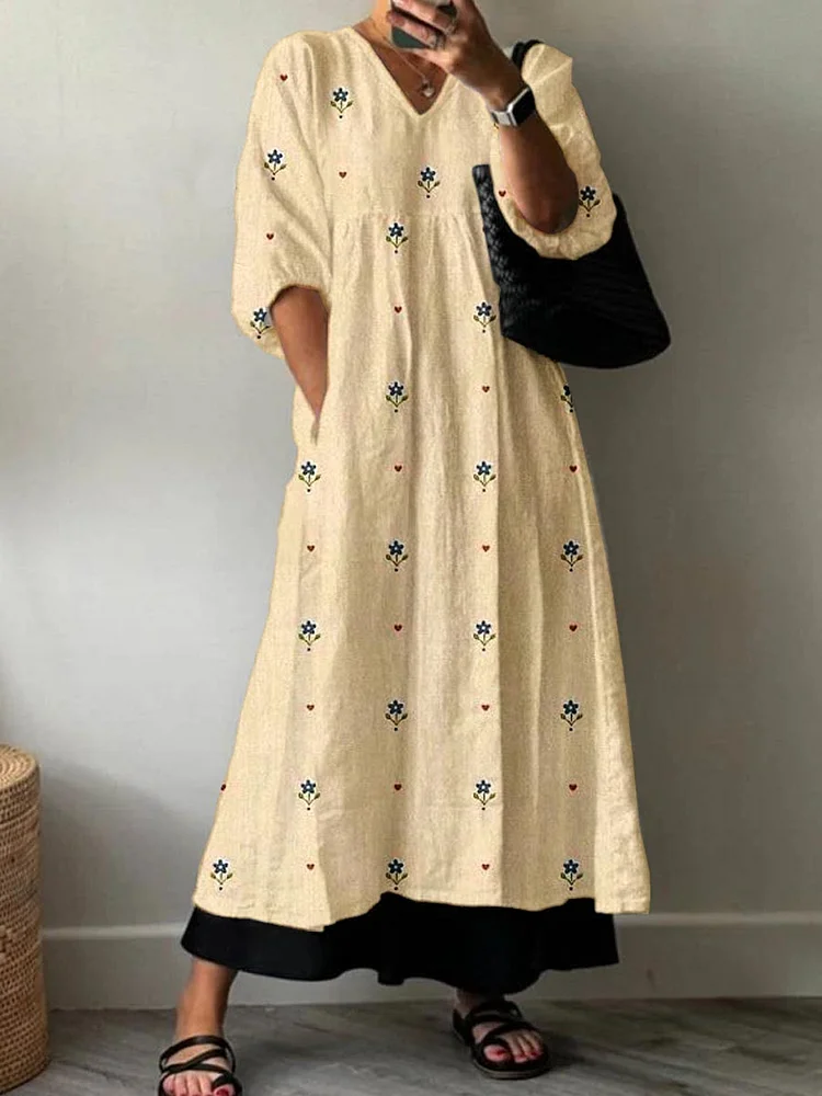 Womens Resort Style Patterned Cotton Dress