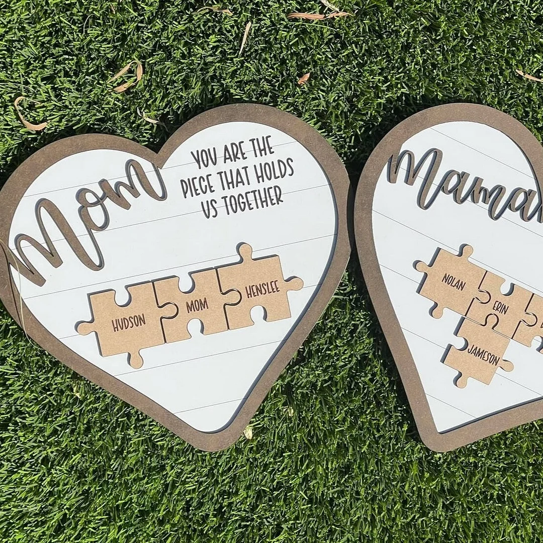 Personalized Heart Wooden Puzzle Frame Gift for Mom