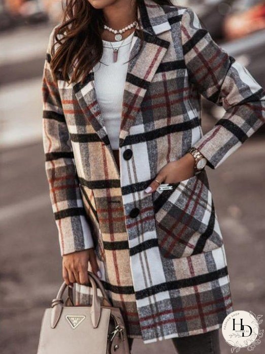Stylish Winter Plaid Coat