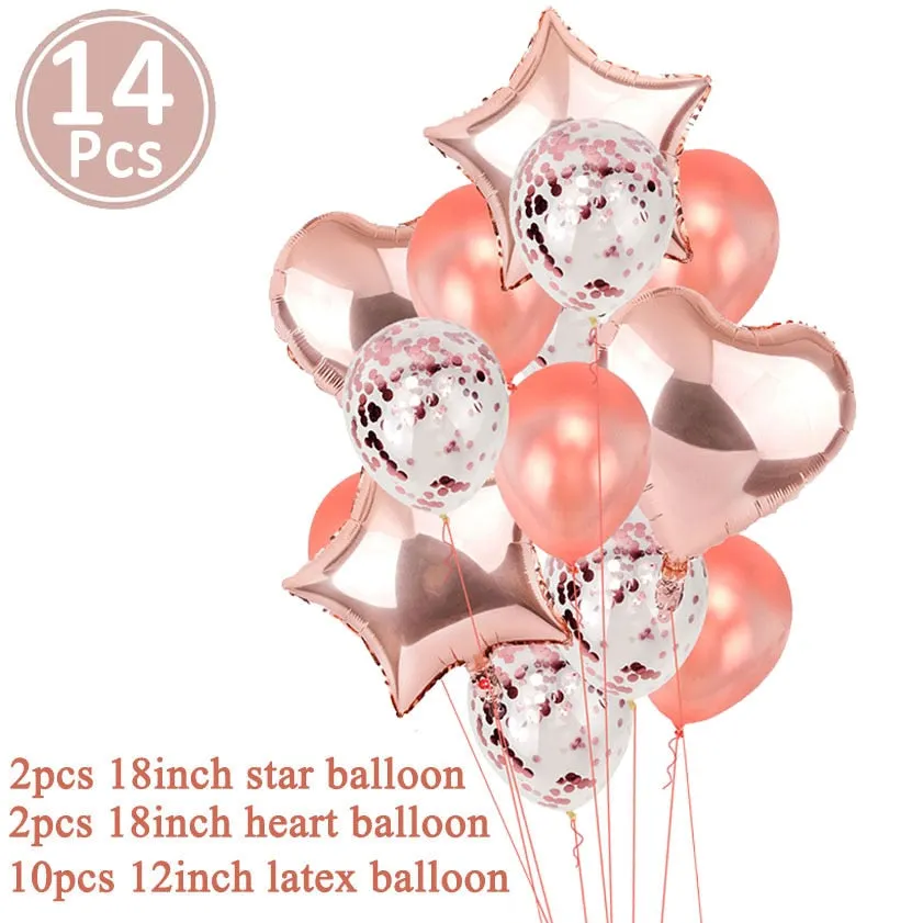 Rose Gold Number Foil Balloon Party Decorations Wedding Happy Birthday Party Kids Baby Shower Boy Girl Decor First 1st Supplies