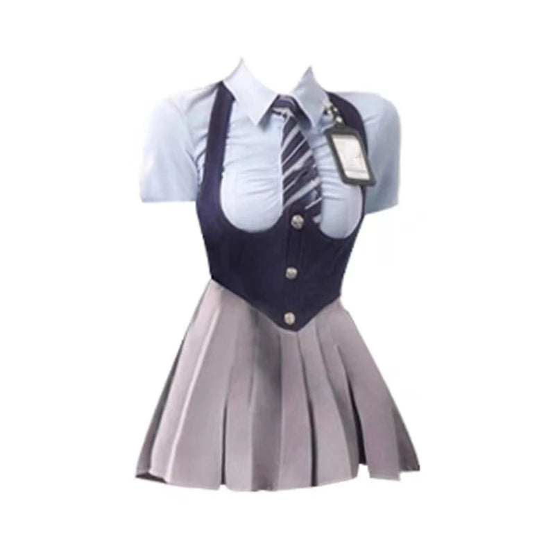 Autumn College Style JK Uniform Set Slim Shirt with Striped Tie Y2K Girls High Waist A- Line Pleated Skirt Fashion Suit Aiertu