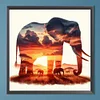 Diamond Painting -DIY Round Partial AB Drill Elephant Silhouette(45x45cm)