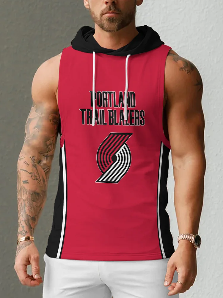 Portland Trail Blazers Men's Casual Comfy Sleeveless Hooded Tank Top