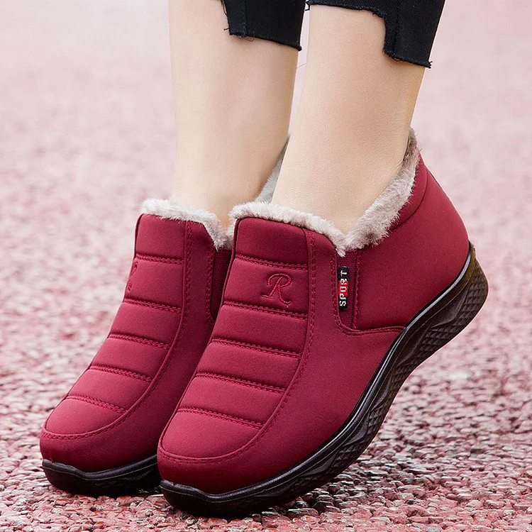Women's low-top cotton boots, waterproof upper, warm cotton shoes