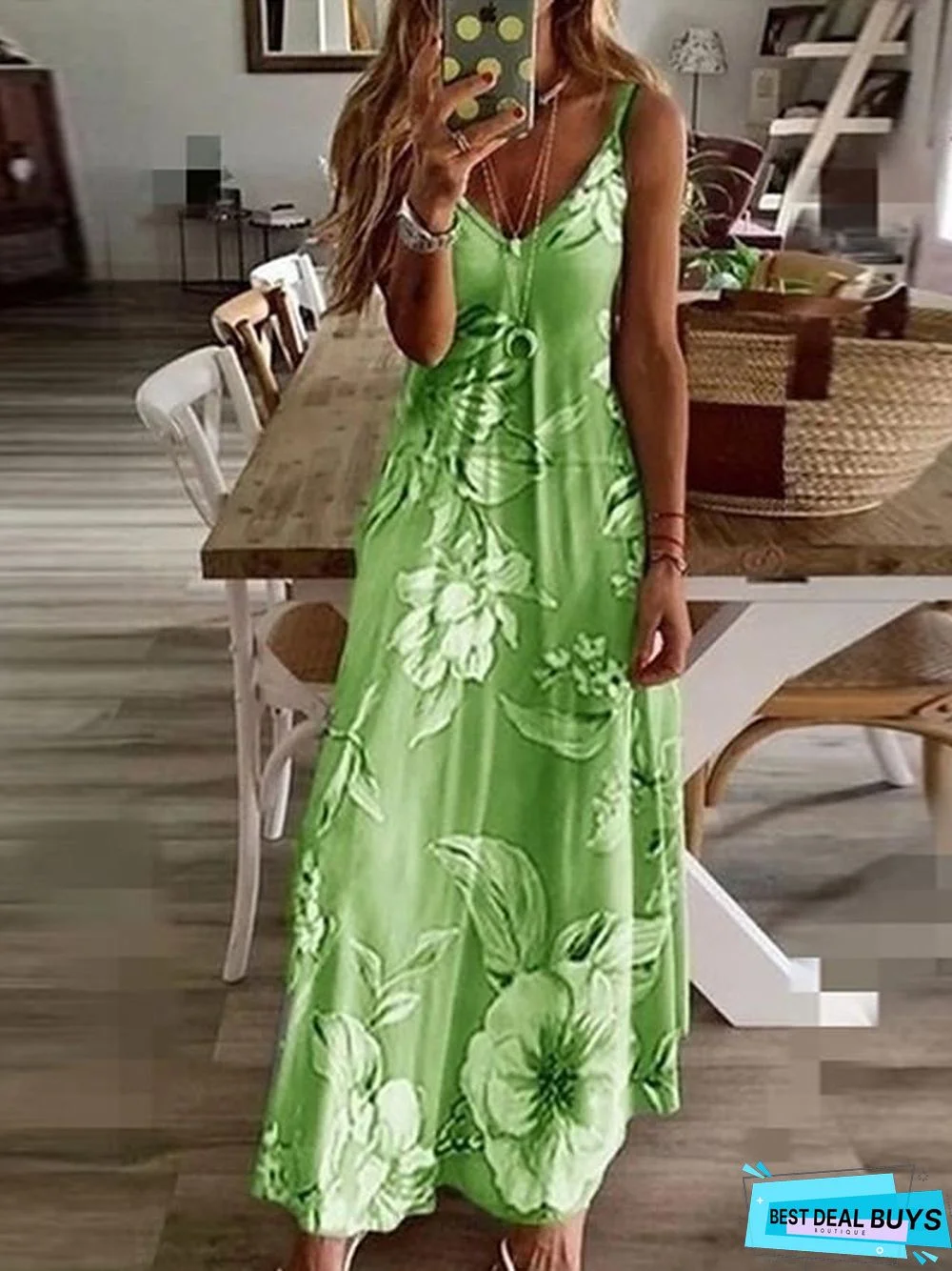 Women's Strap Dress Maxi Long Dress Sleeveless Geometric Print Spring & Summer Hot Elegant Streetwear Blue Purple Blushing Pink Fuchsia Green Gray