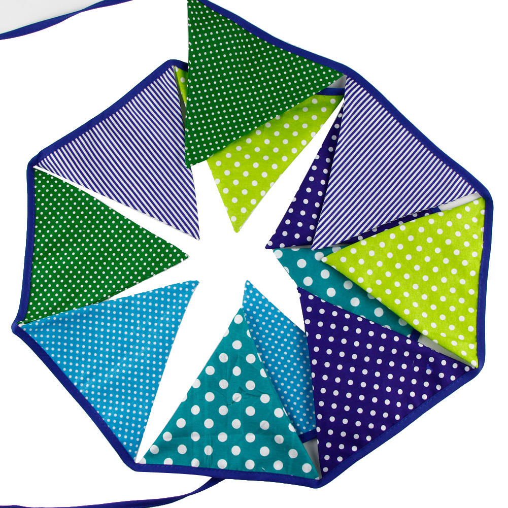 

12 Flags 3.2m Cotton Pennant For Party Wedding Pennant Bunting Banner Decor, 501 Original