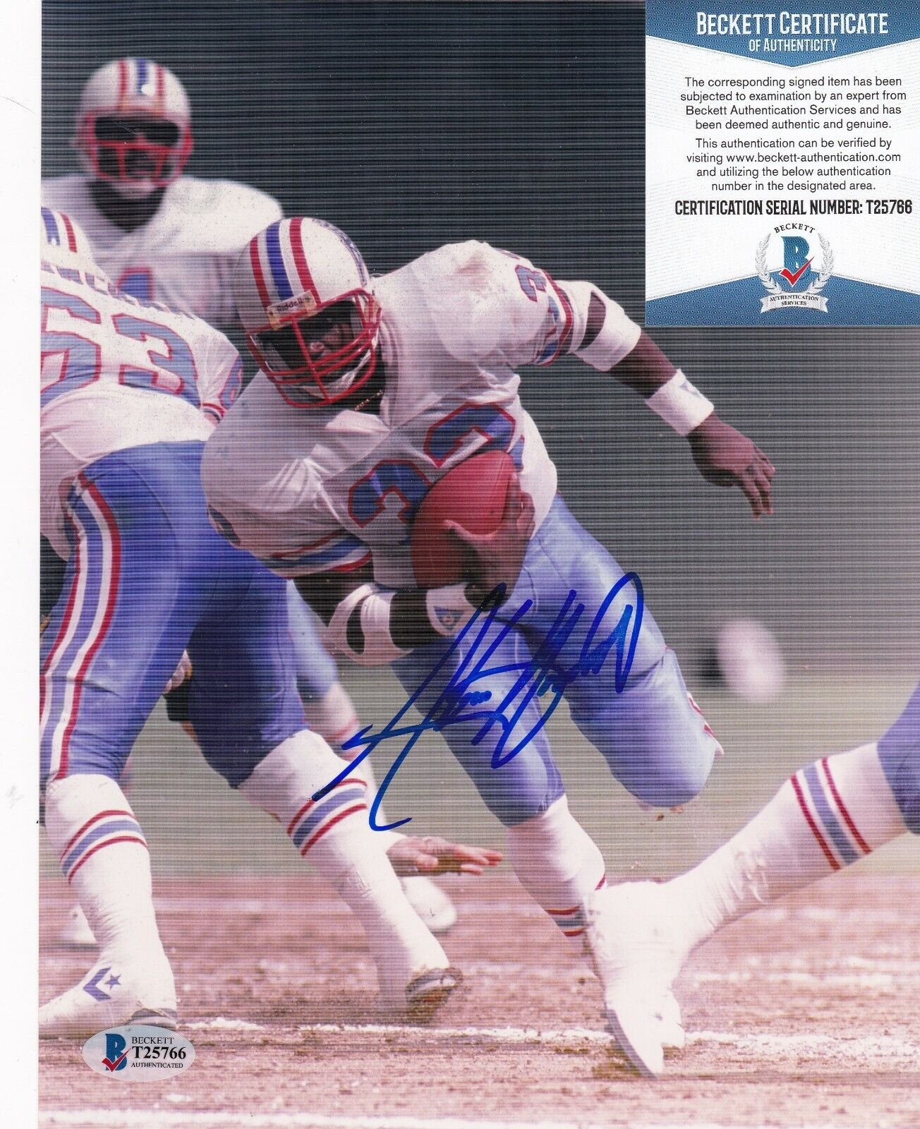 ALONZO HIGHSMITH HOUSTON OILERS BECKETT AUTHENTICATED ACTION SIGNED 8X10