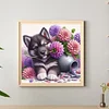 Diamond Painting -DIY Full Square Drill Cute Dog Holding Flowers(35*35CM)