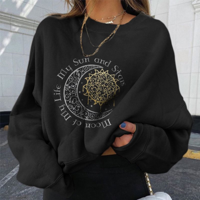   Moon Of My Life My Sun And Stars Print Women's Casual Sweatshirt - Neojana