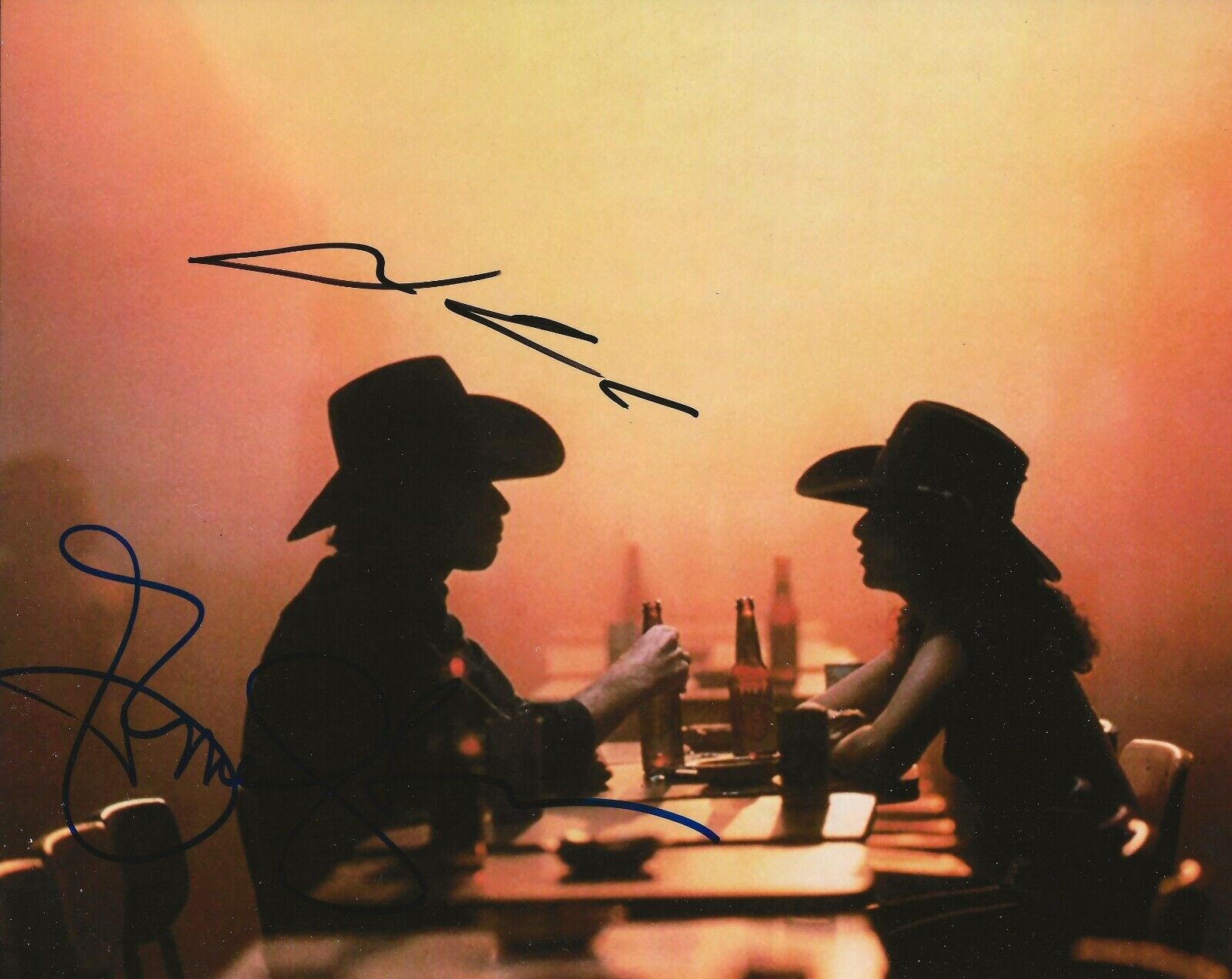 John Travolta & Debra Winger REAL hand SIGNED Urban Cowboy Movie Photo Poster painting COA