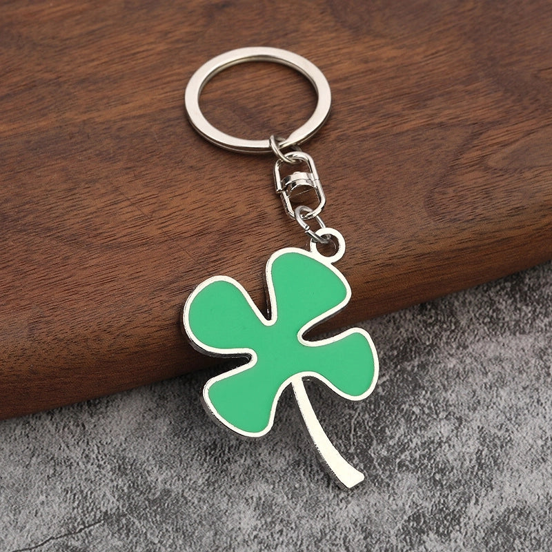 Lucky Four-leaf Clover Keychain Large Green Leaf Creative Gift Pendant Key Ring Car Key Chain