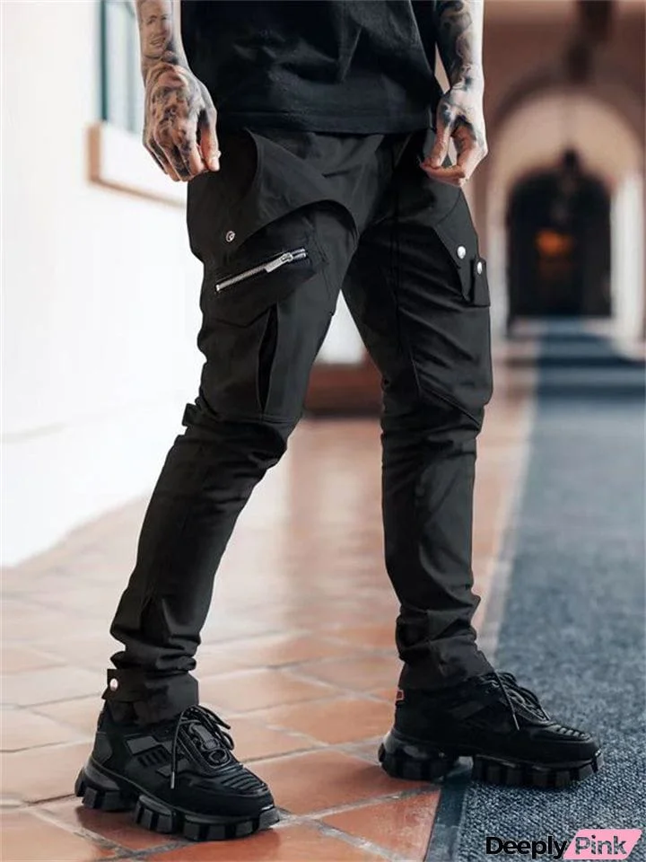 High Street Multi Pockets Slim Ankle Tied Pants for Men