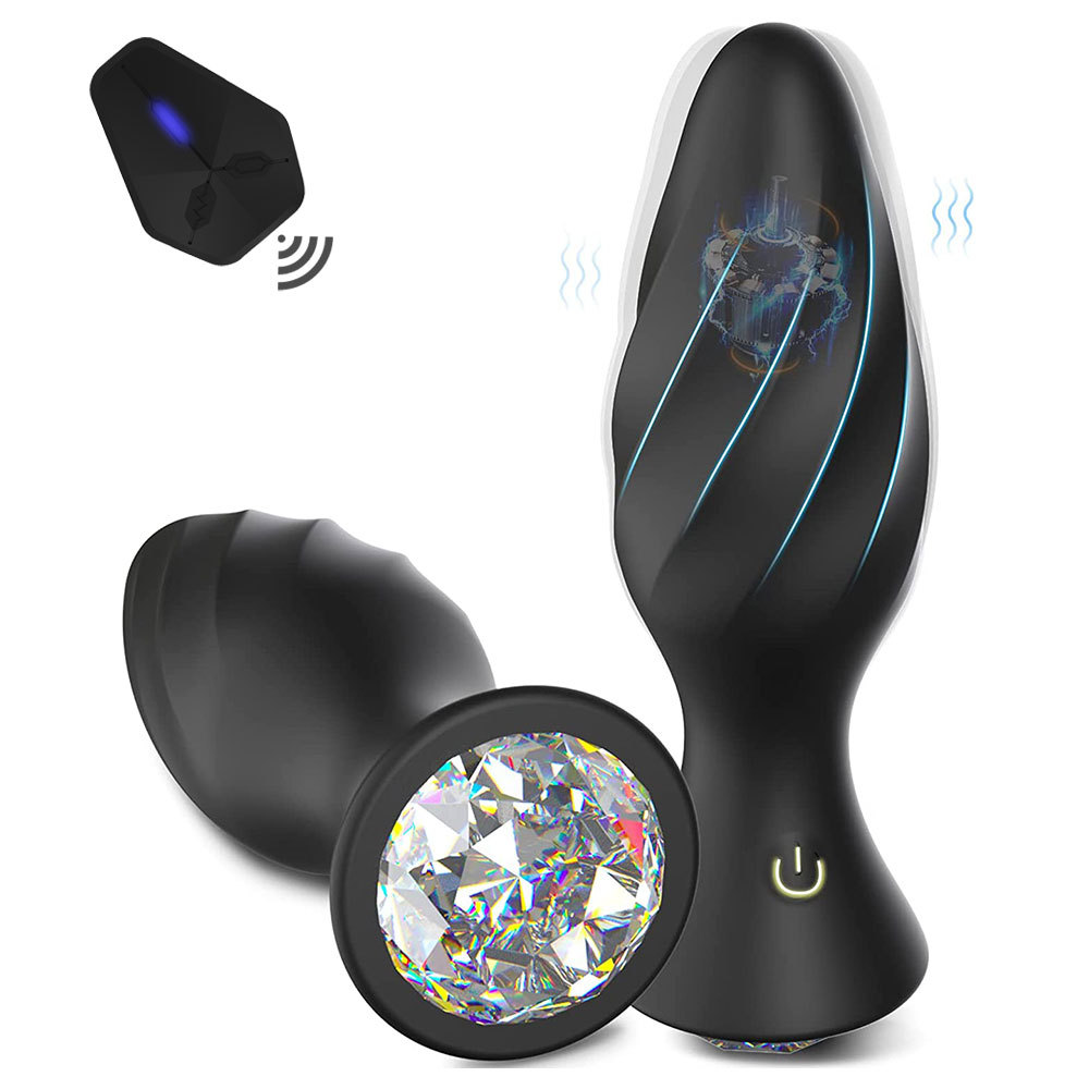 Jewelry Gem Remote Vibrating Anal Butt Plug 