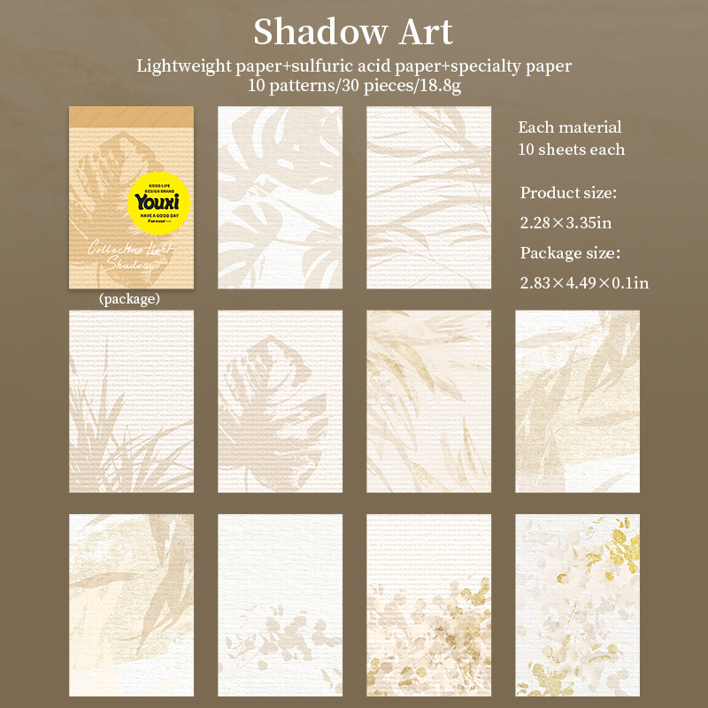 Material Paper - Collecting Light and Shadow Series Vintage Plant Pattern Landscape 